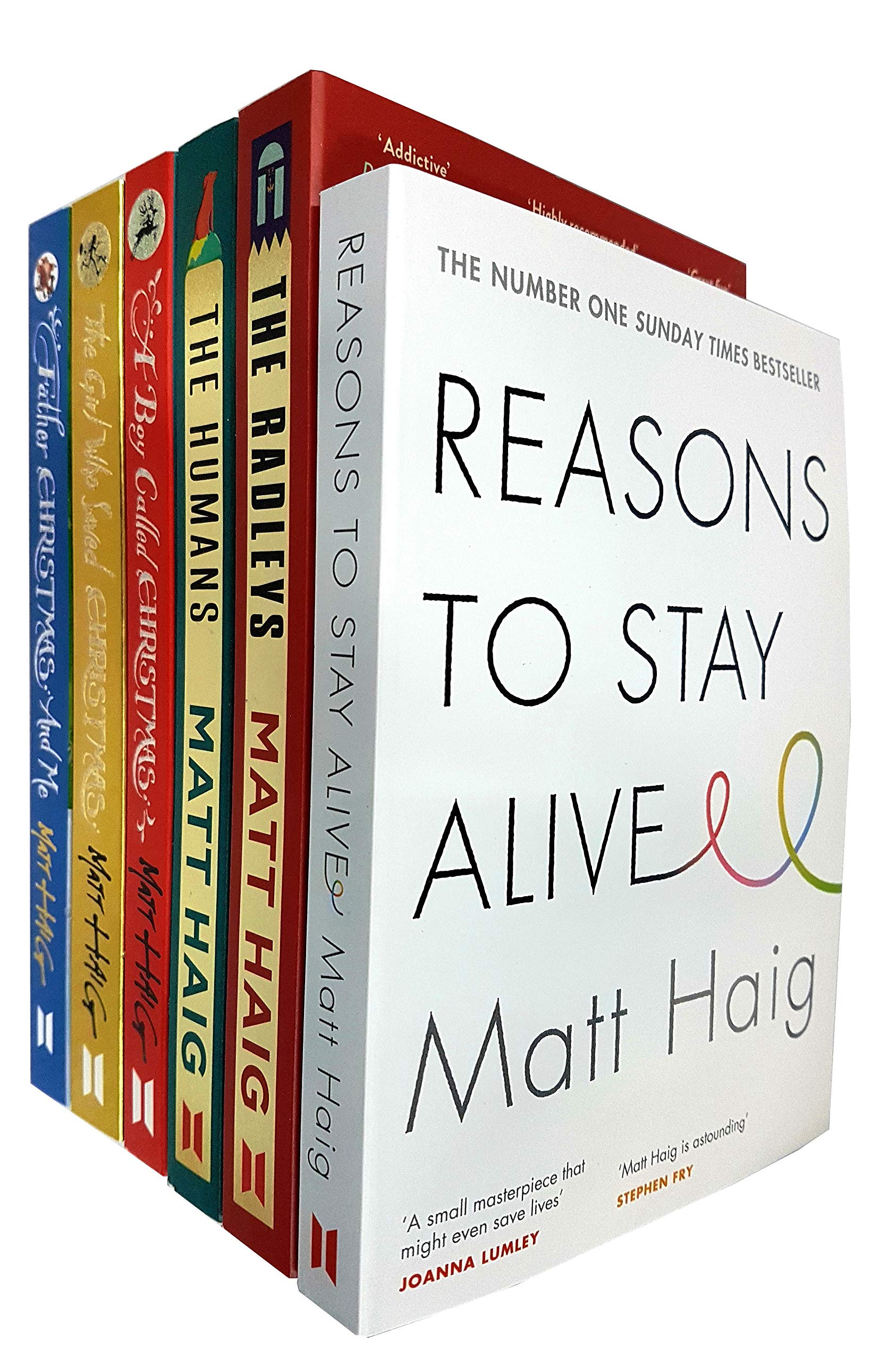 Matt Haig Collection of 6 fiction paperback books by Matt Haig, featuring colorful covers and engaging titles.
