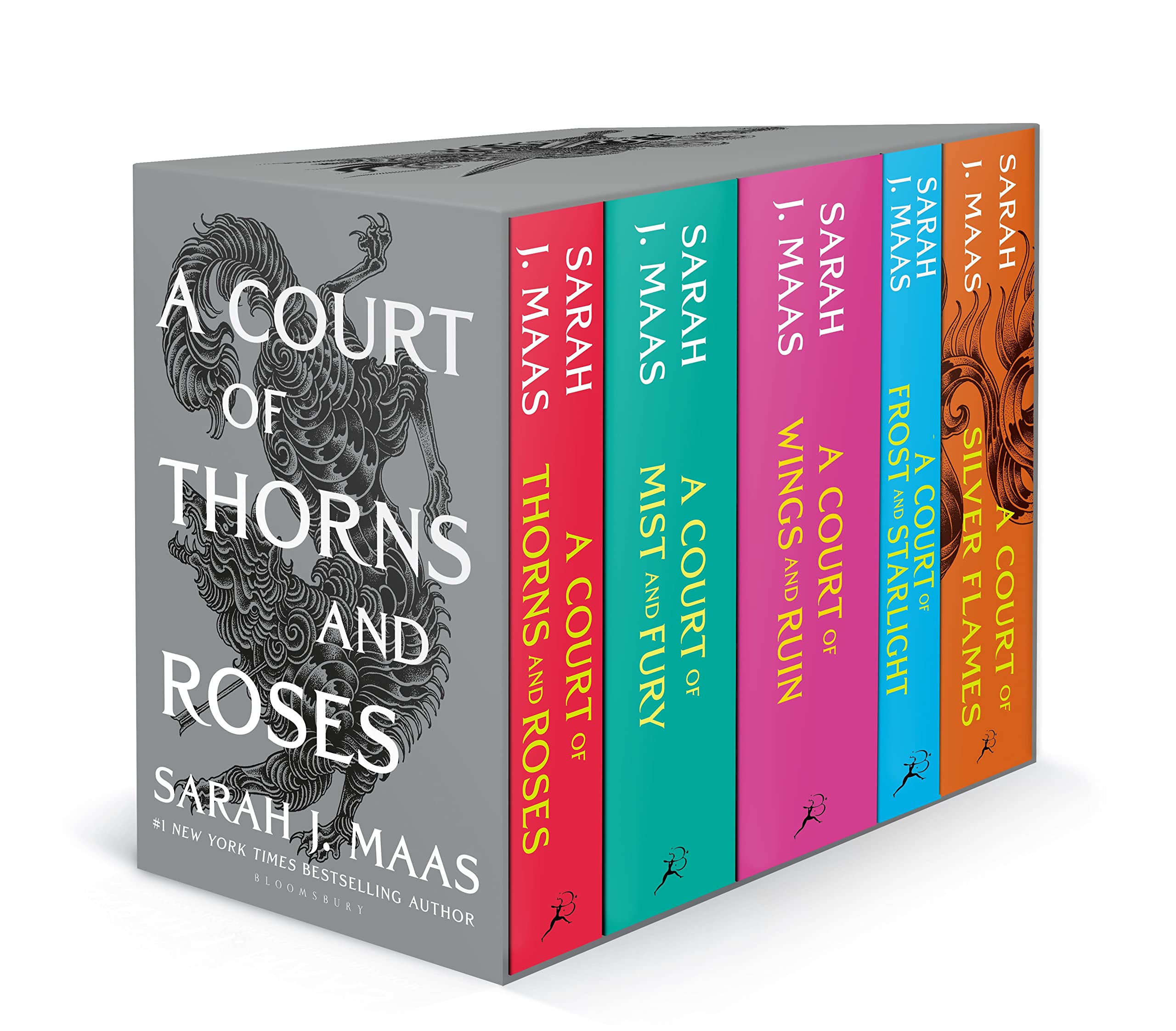 A Court of Thorns and Roses 5 book paperback box set by Sarah J. Maas, front cover of the collection