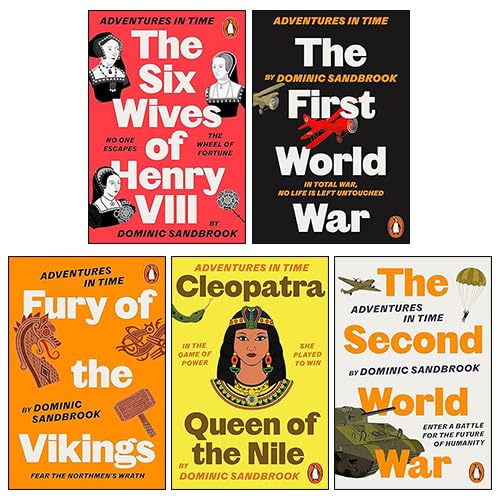 Front cover view of the Adventures in Time 5 books collection set by Dominic Sandbrook, paperback nonfiction for ages 9-12