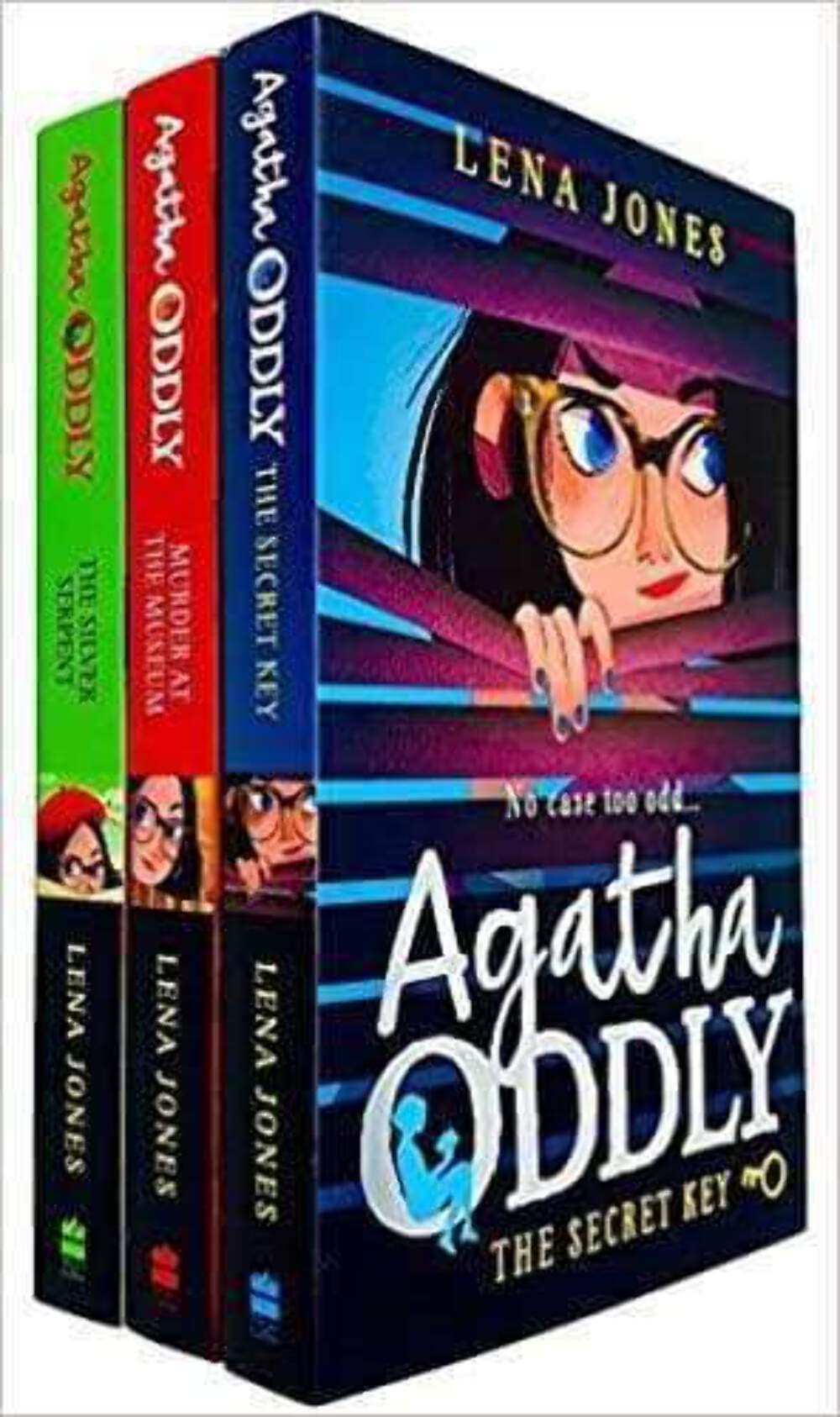 Agatha Oddly Series 3 Books Collection Set by Lena Jones - paperback covers for The Secret Key, Murder at the Museum, and The Silver Serpent.