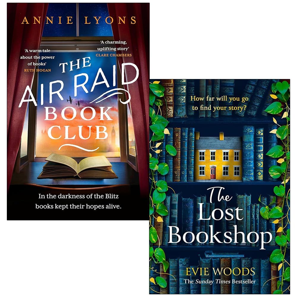 Front cover of The Air Raid Book Club and The Lost Bookshop 2-book paperback fiction set by Annie Lyons and Evie Woods