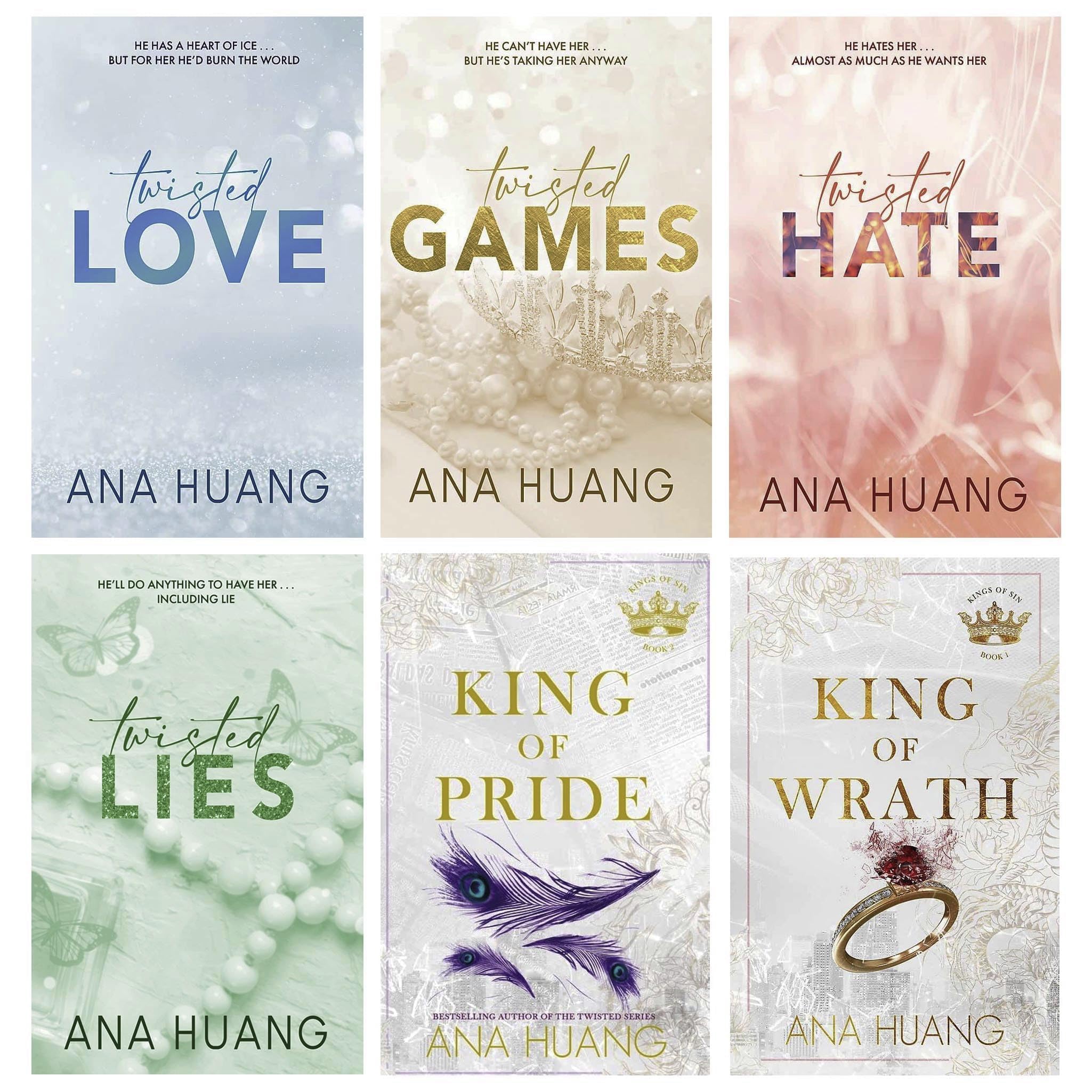 Ana Huang Twisted and Kings of Sin 6 Books Collection Set paperback front cover