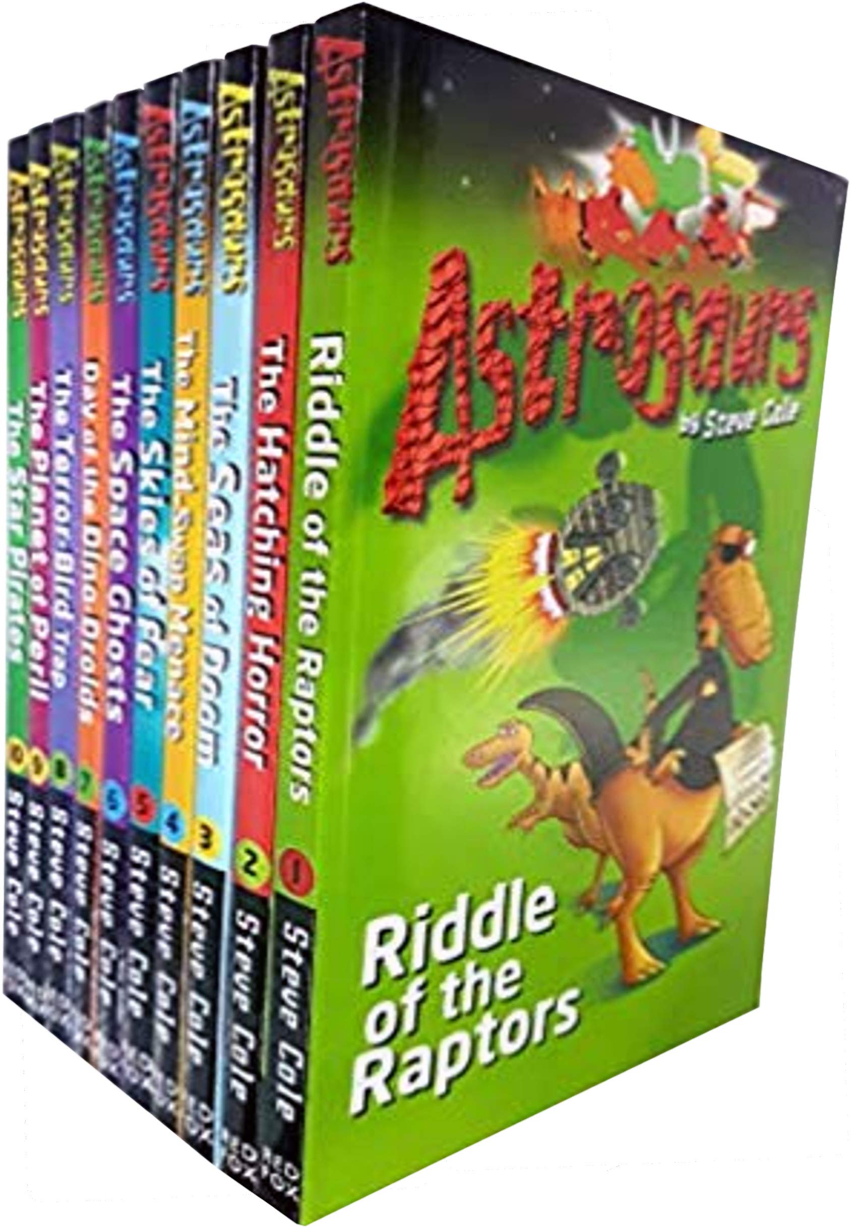 Astrosaurs Series by Steve Cole 10 Books Collection Set paperback front cover artwork showing space dinosaurs