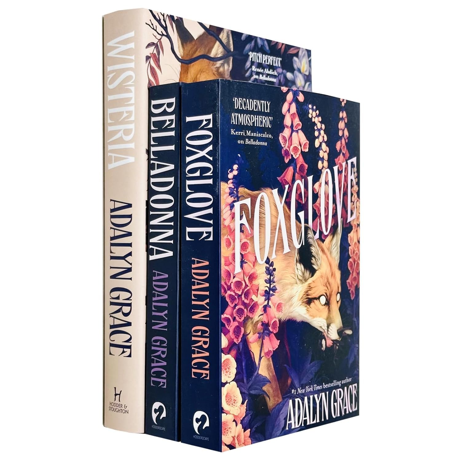 Belladonna Series by Adalyn Grace 3 Books Collection Set front cover showing Belladonna, Foxglove, and Wisteria