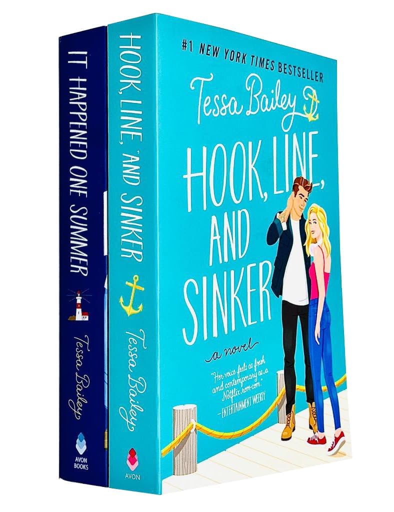 Bellinger Sisters 2 books collection set by Tessa Bailey, paperback front covers of It Happened One Summer and Hook Line and Sinker