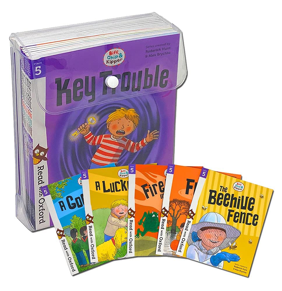 Biff, Chip and Kipper Stage 5 Read with Oxford 16 Books Collection Set paperback front cover, ages 6-7