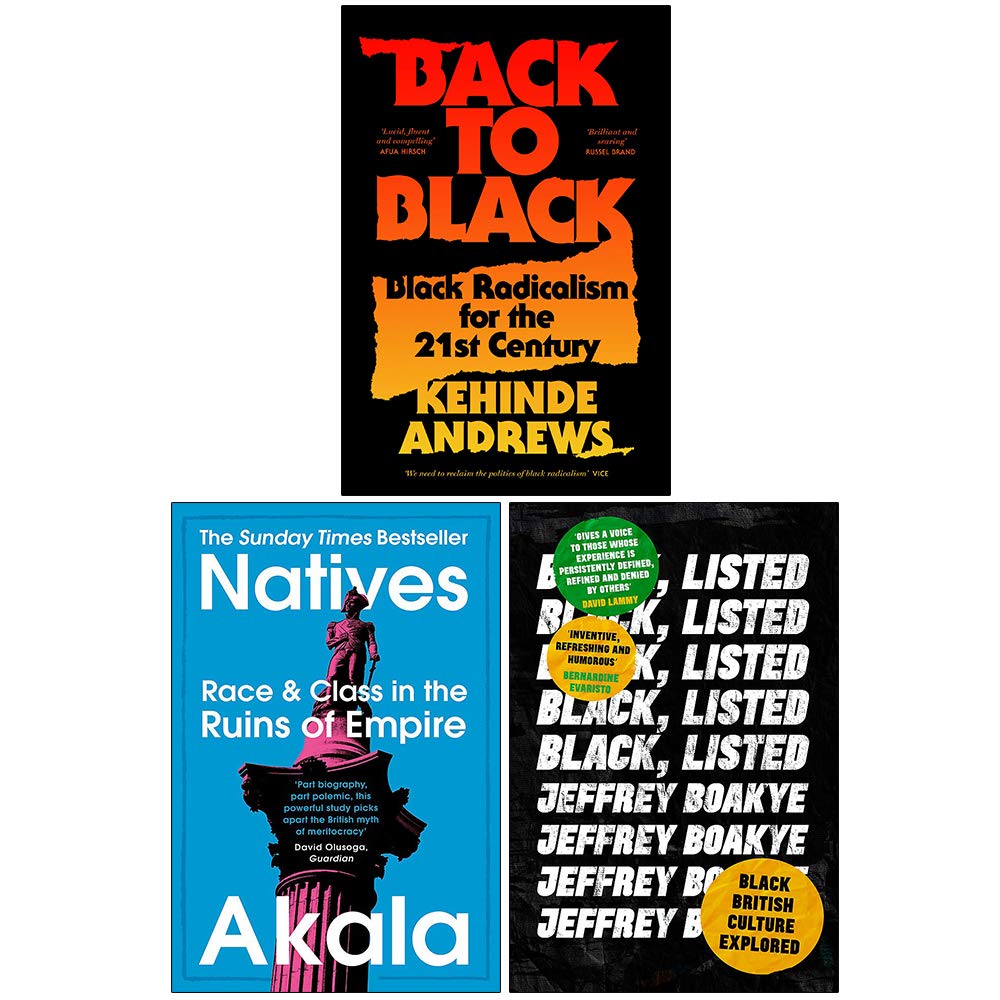 Black British History & Culture 3 Books Collection Set paperback front cover — Back to Black, Natives, Black Listed