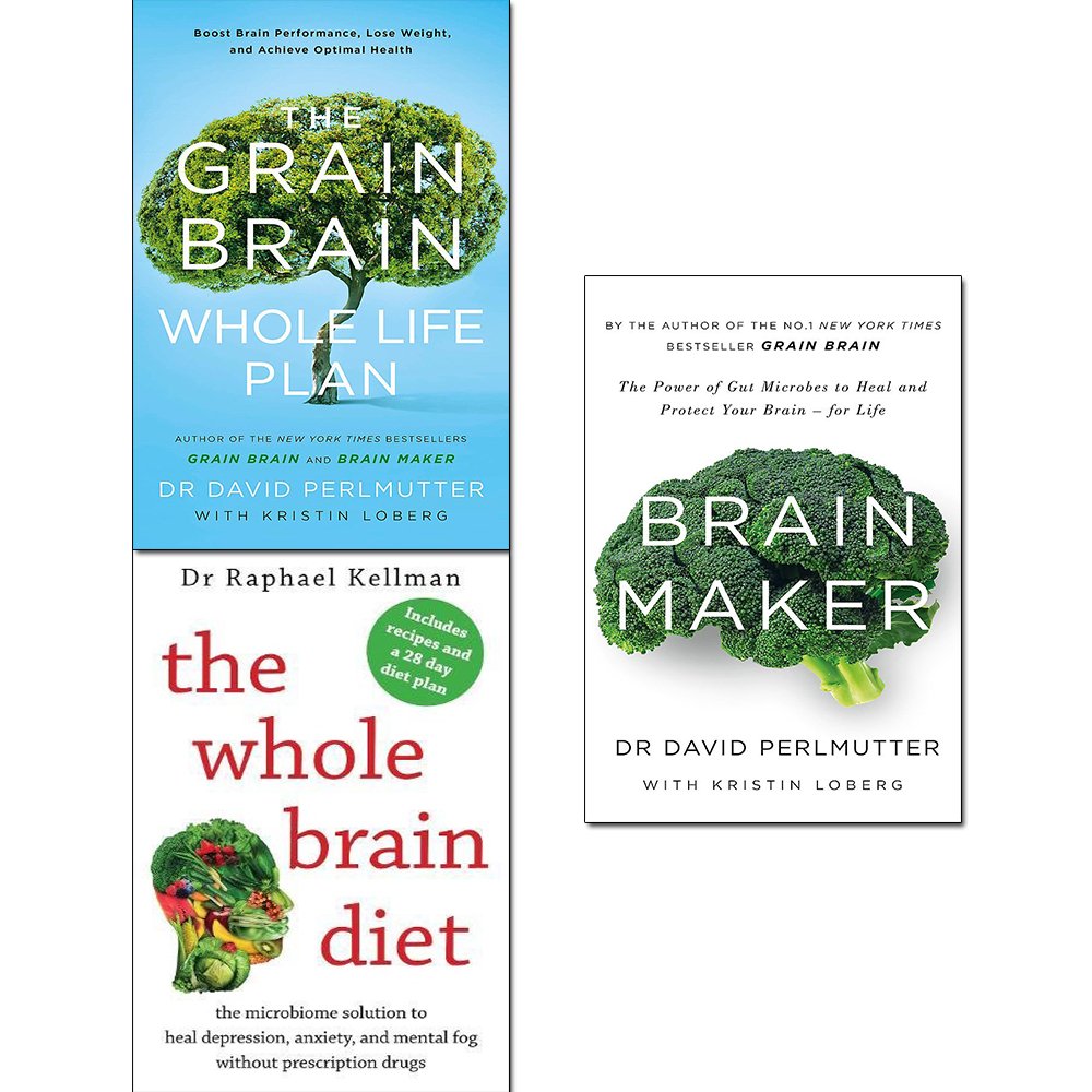 Front cover of Brain Maker, Grain Brain Whole Life Plan and Whole Brain Diet 3 book paperback collection set