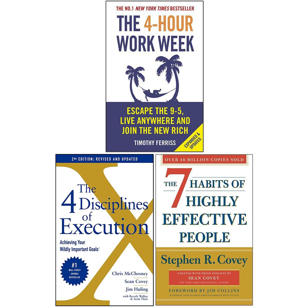The 4-Hour Work Week by Timothy Ferriss paperback front cover, part of the Business Growth 3 Books Collection Set