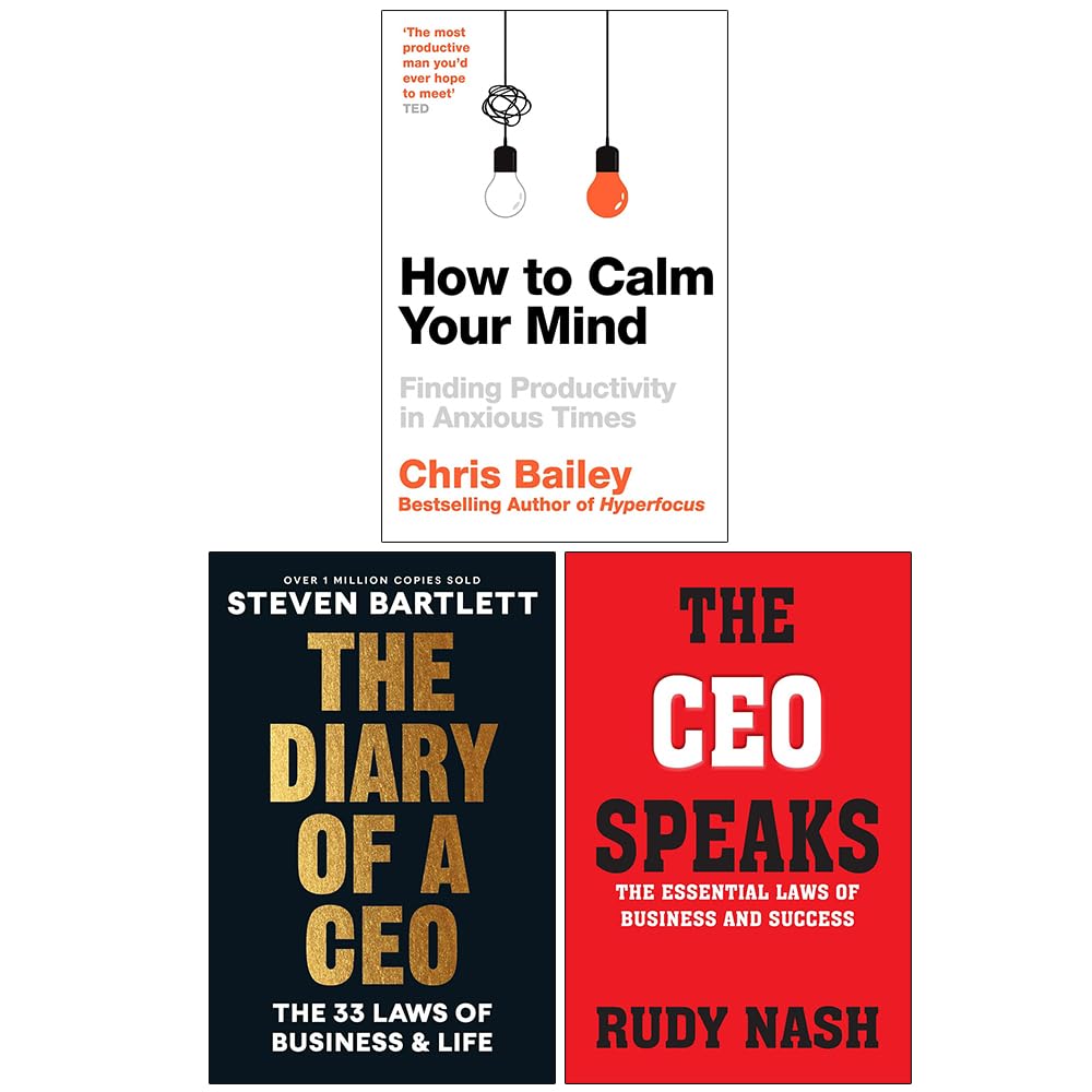 Calm Your Mind and CEO Collection 3 book paperback set front cover featuring How to Calm Your Mind, The Diary of a CEO, and The CEO Speaks
