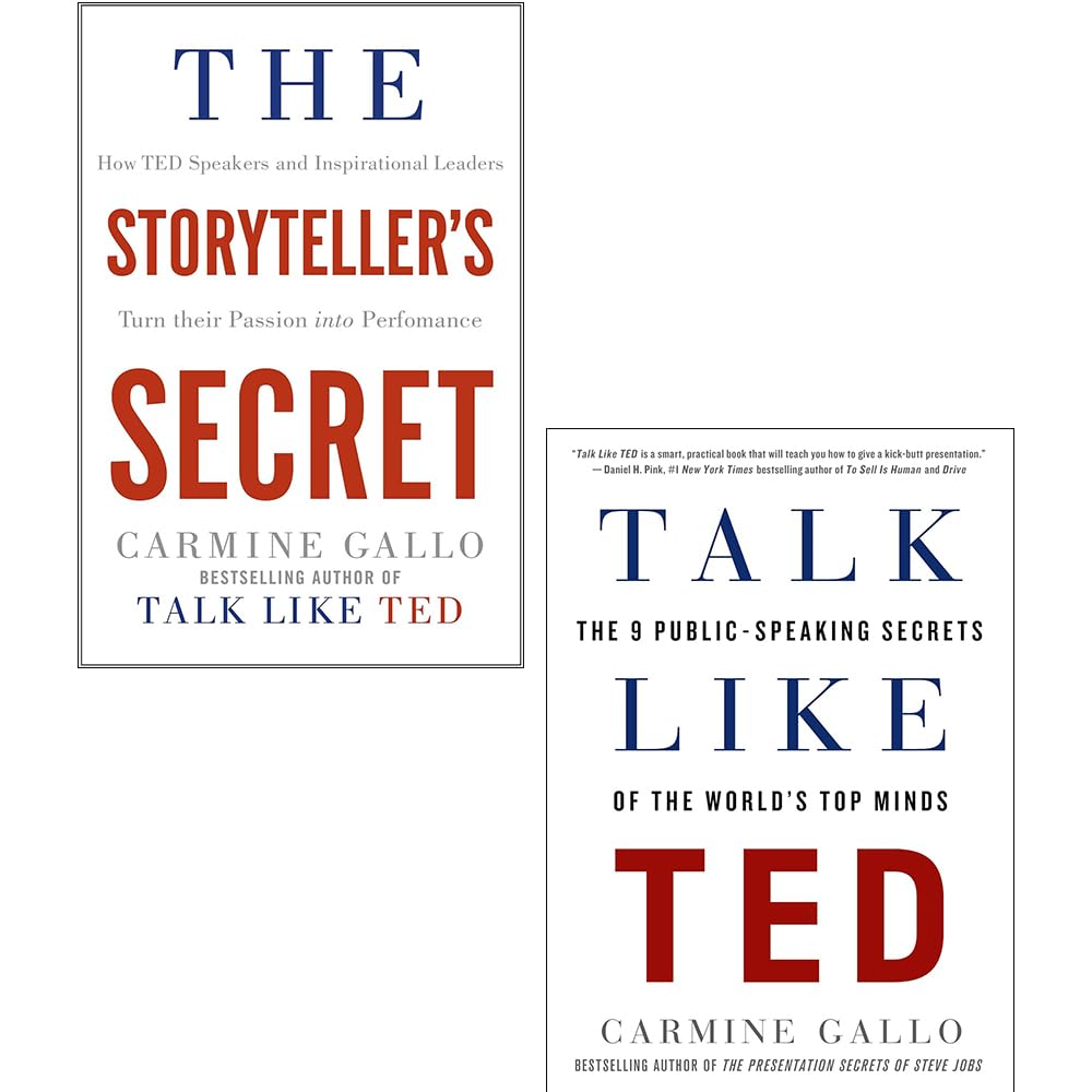 Carmine Gallo 2 Books Collection Set paperback front cover featuring The Storyteller's Secret and Talk Like TED