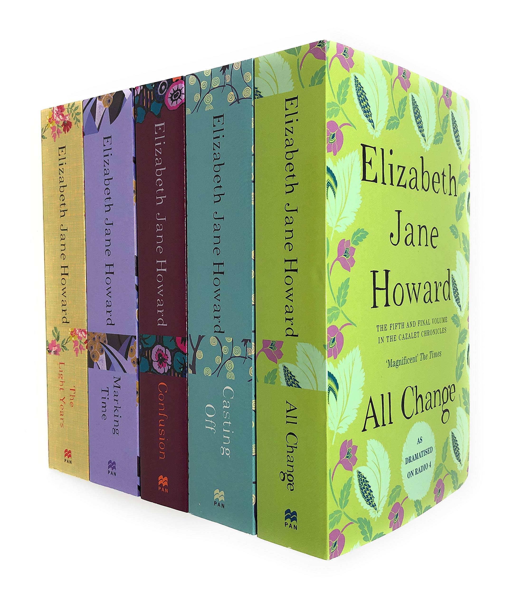 Cazalet Chronicles by Elizabeth Jane Howard, complete 5-book paperback set, front covers of all five novels.