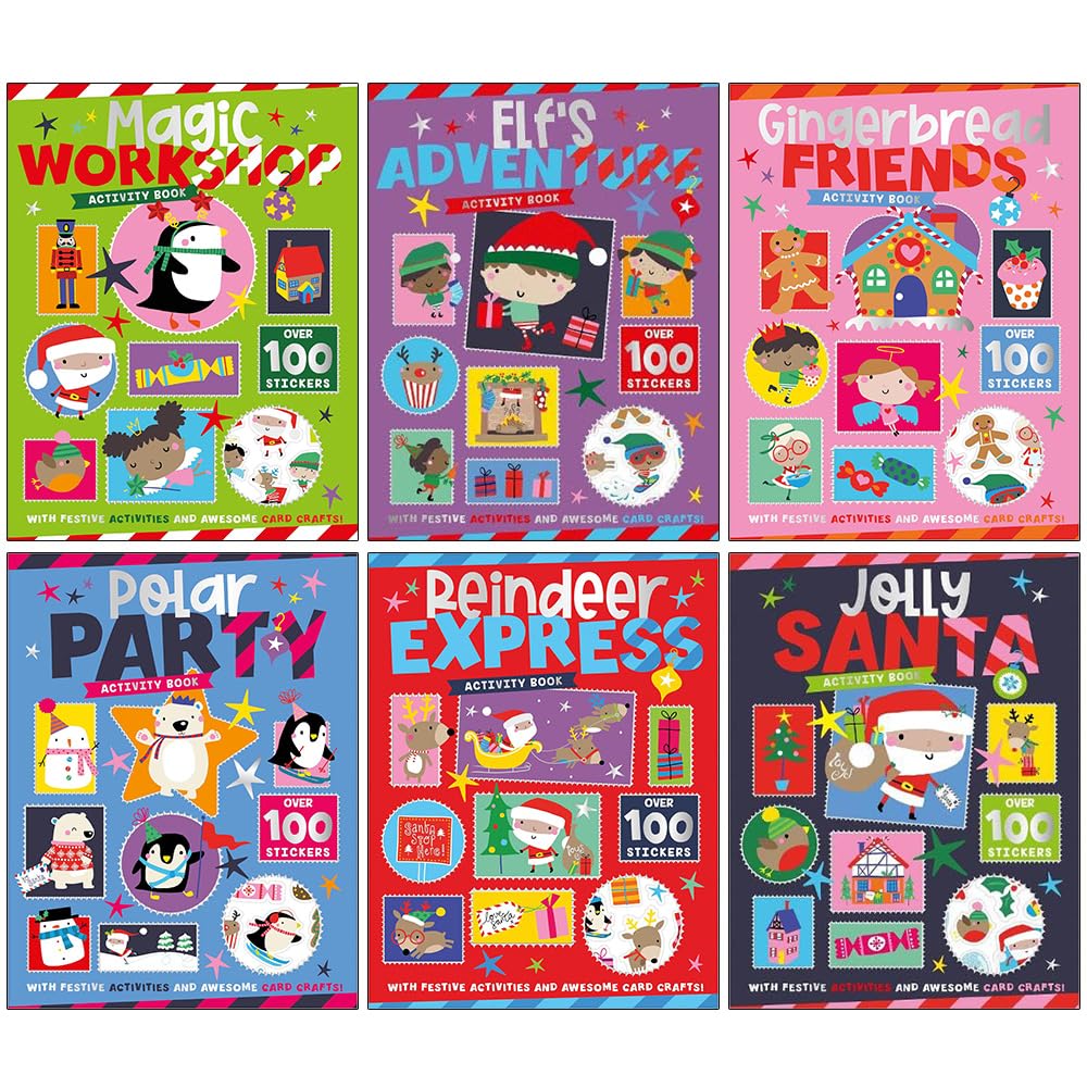 Christmas Activity Book Collection 6 books set front cover, paperback, ages 4-7, by Craig Nye and Sophie Collingwood