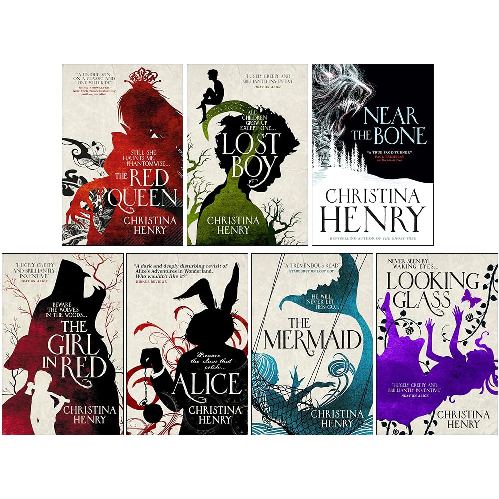Chronicles of Alice by Christina Henry, 7-book paperback set — front cover of the complete 7-book paperback set spread out together