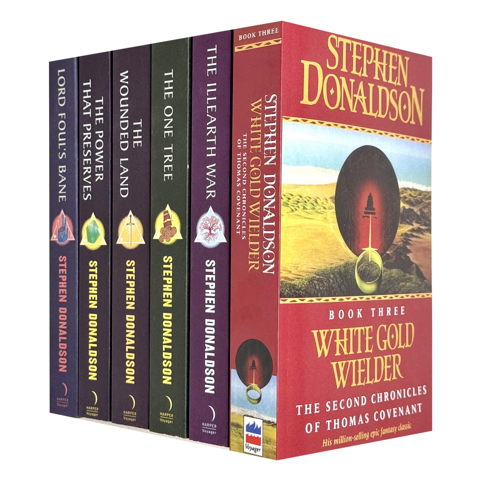 The Chronicles of Thomas Covenant 6 book paperback set by Stephen R. Donaldson - front cover