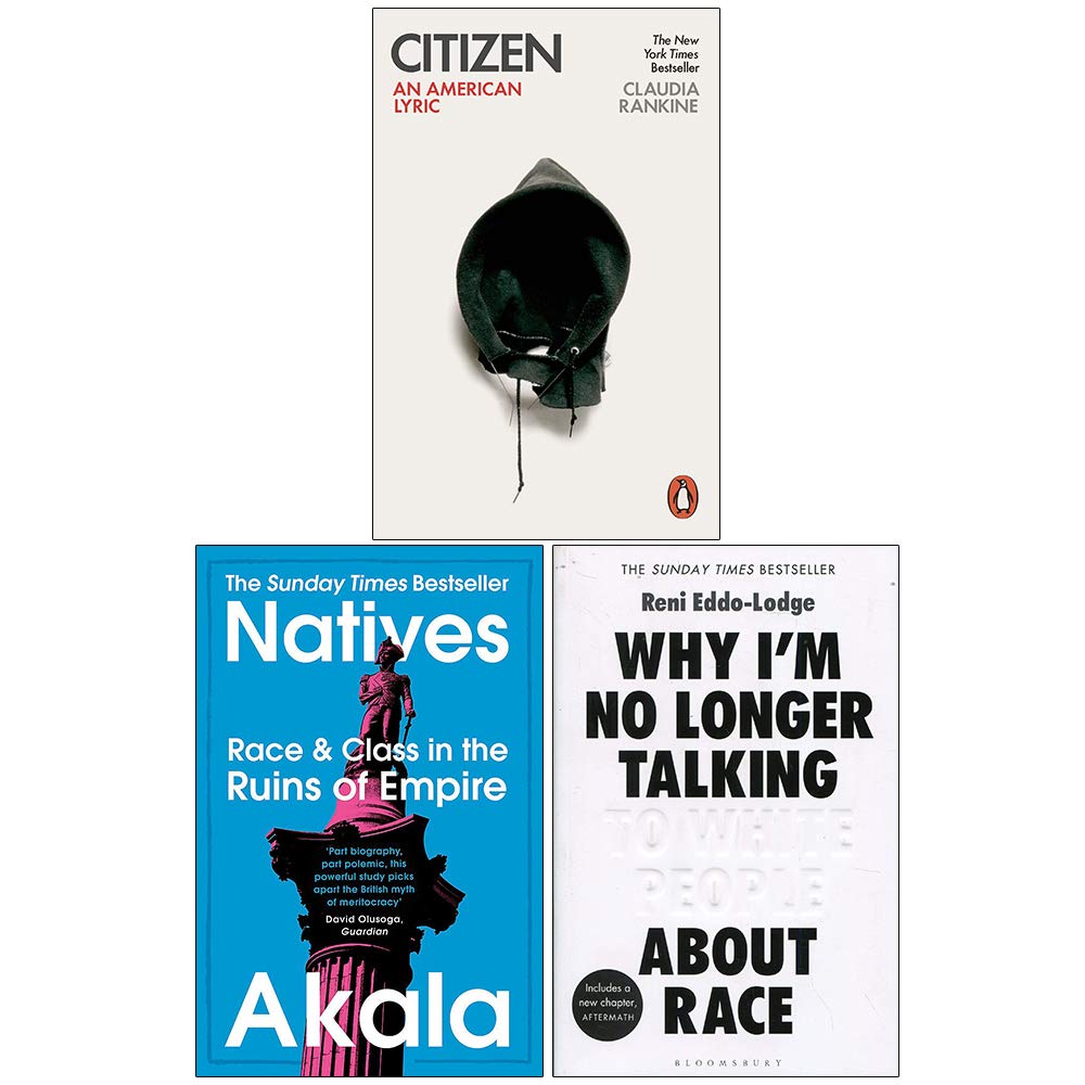 Front covers of the Citizen, Natives & Why I'm No Longer Talking to White People About Race 3 book paperback non fiction set