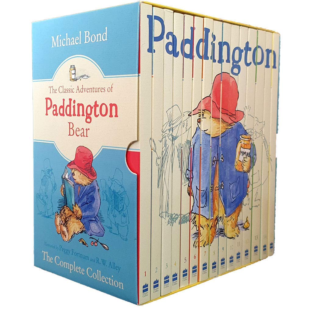 Full 15-book paperback box set of Classic Adventures of Paddington Bear by Michael Bond, ages 3-7