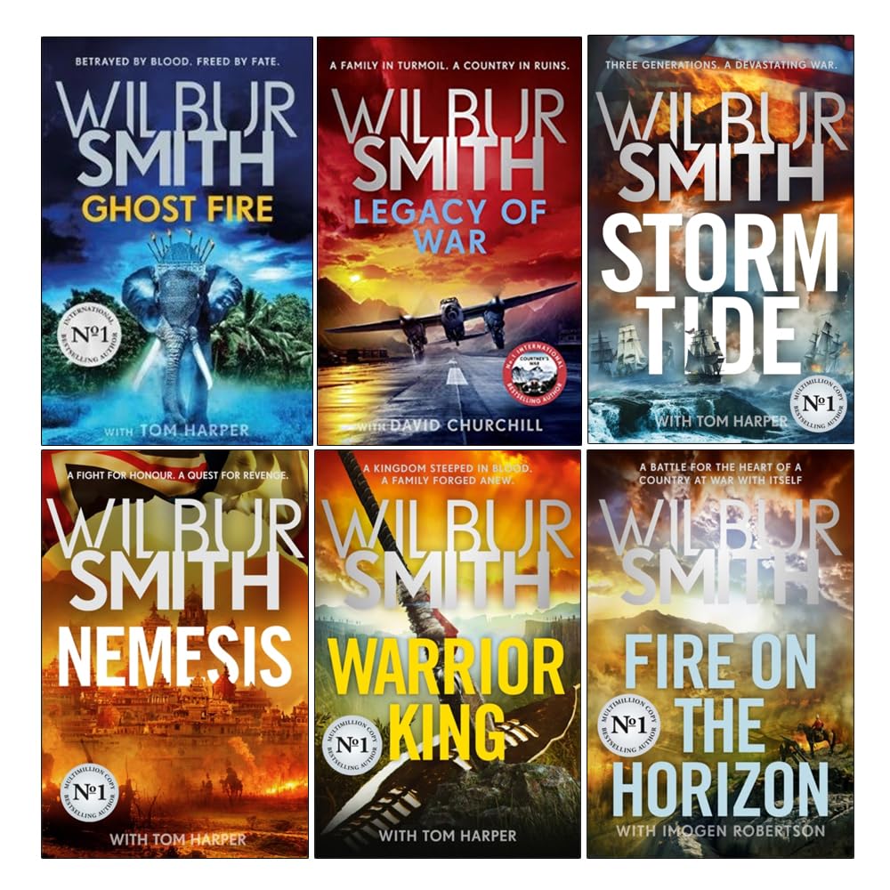 Courtney Family Novels by Wilbur Smith 6-book paperback collection set, front covers displayed together