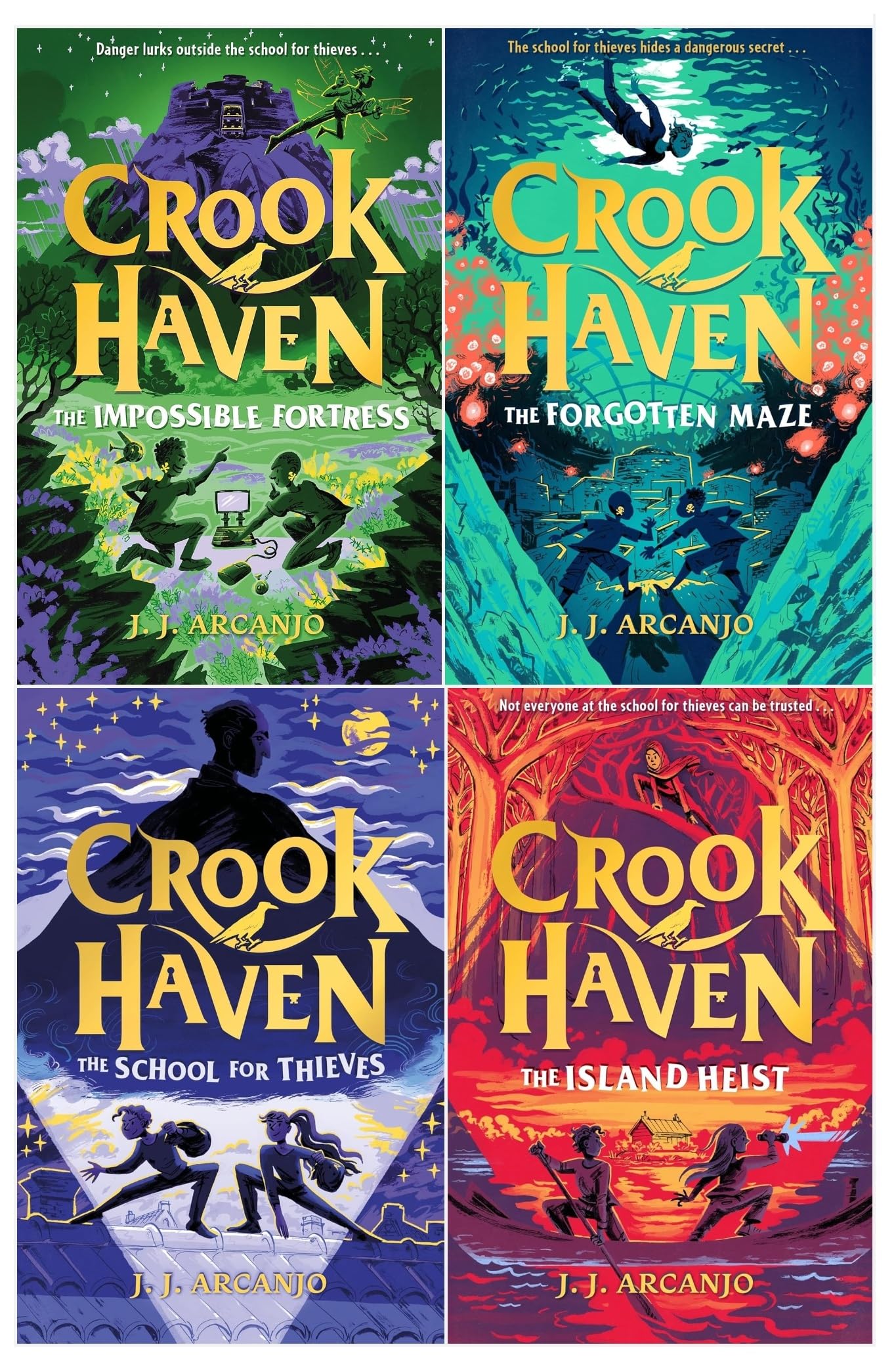 Crookhaven Series by J.J. Arcanjo 4 Books Collection Set paperback front cover, The School for Thieves