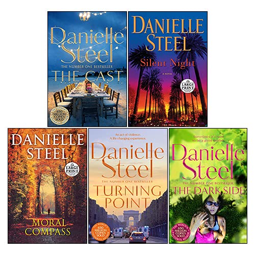 Danielle Steel 5 Books Collection Set paperback front cover showing Turning Point, Moral Compass, Silent Night, The Cast, and The Dark Side