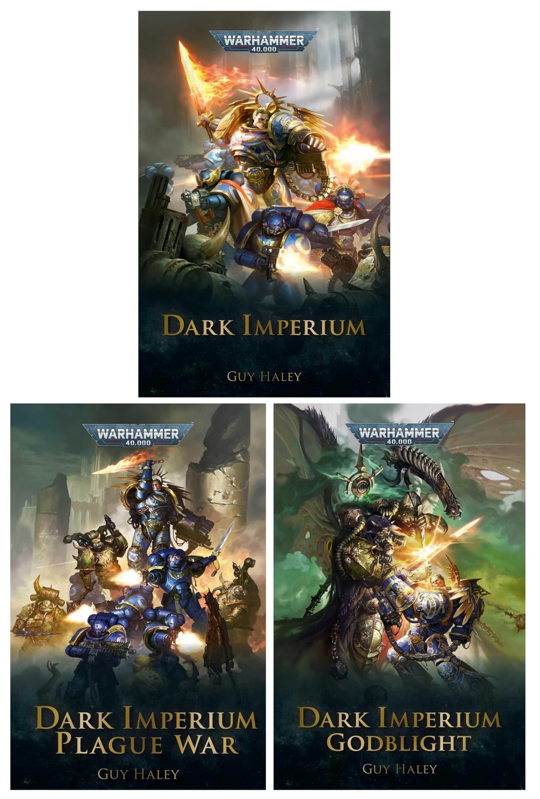 Dark Imperium Warhammer 40,000 trilogy by Guy Haley, 3 book paperback collection set front cover artwork