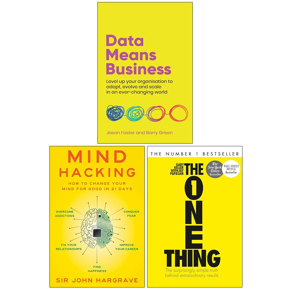 Data Means Business, Mind Hacking & The One Thing 3 books collection set paperback front covers