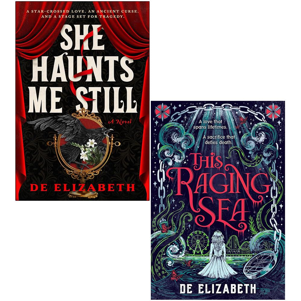 De Elizabeth 2 Books Collection Set paperback featuring She Haunts Me Still and This Raging Sea front covers