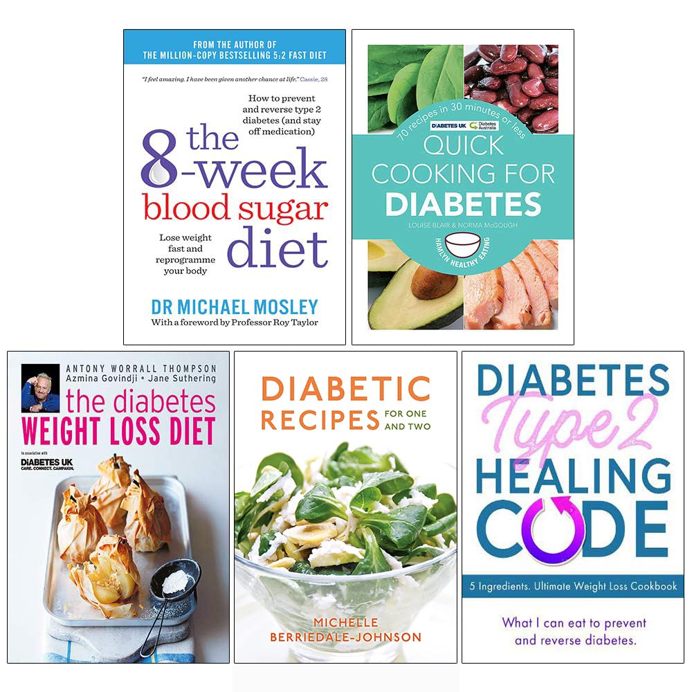 Diabetes Diet 5 Books Collection Set paperback front cover featuring 8 Week Blood Sugar Diet by Michael Mosley