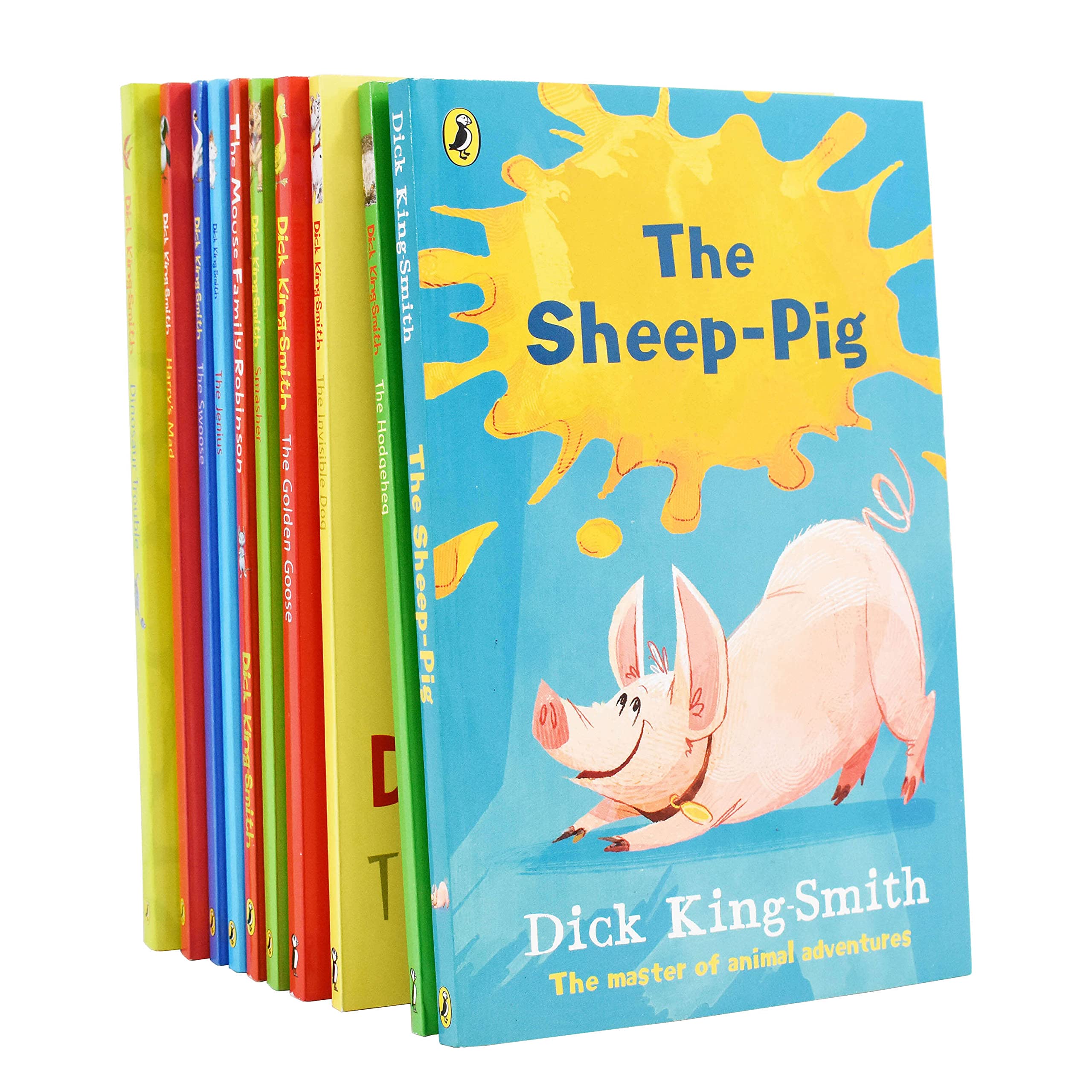 Dick King-Smith 10 Books Collection Set paperback front cover, ages 7-9, featuring The Sheep-Pig and Harry's Mad