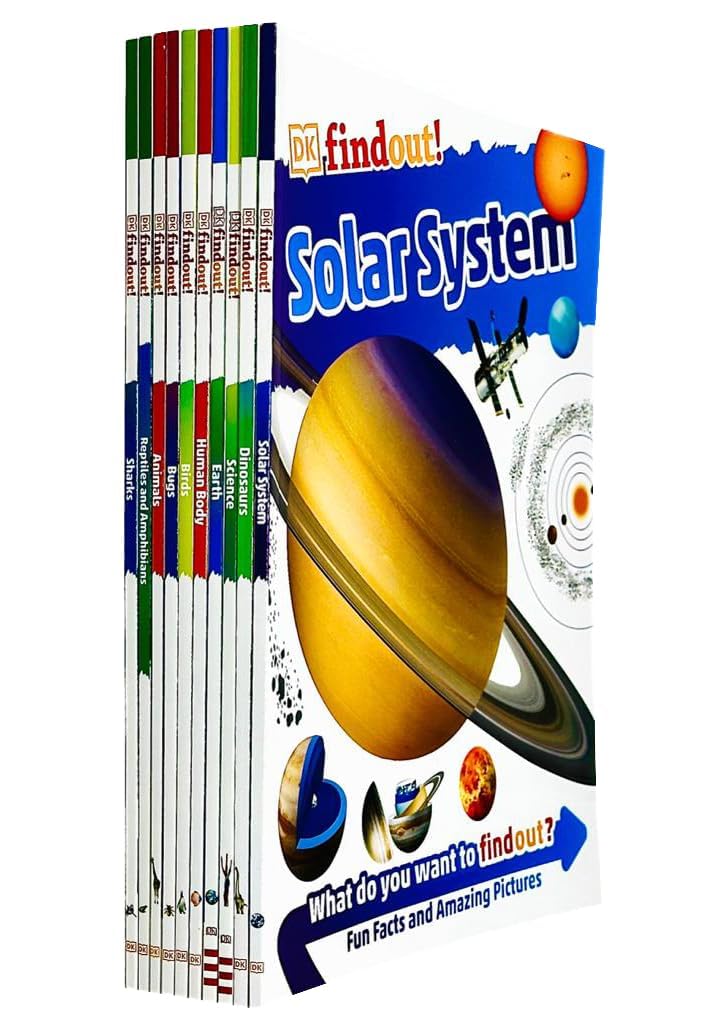 DK Findout! 10 Books Collection Set by DK - front covers of the paperback nonfiction set for kids ages 6-9