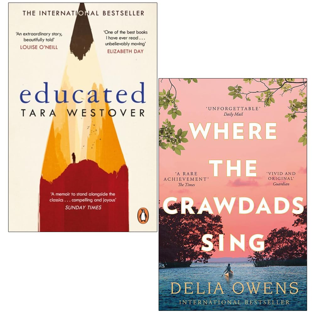 Duet 2-book paperback collection set front covers of Educated by Tara Westover and Where the Crawdads Sing by Delia Owens