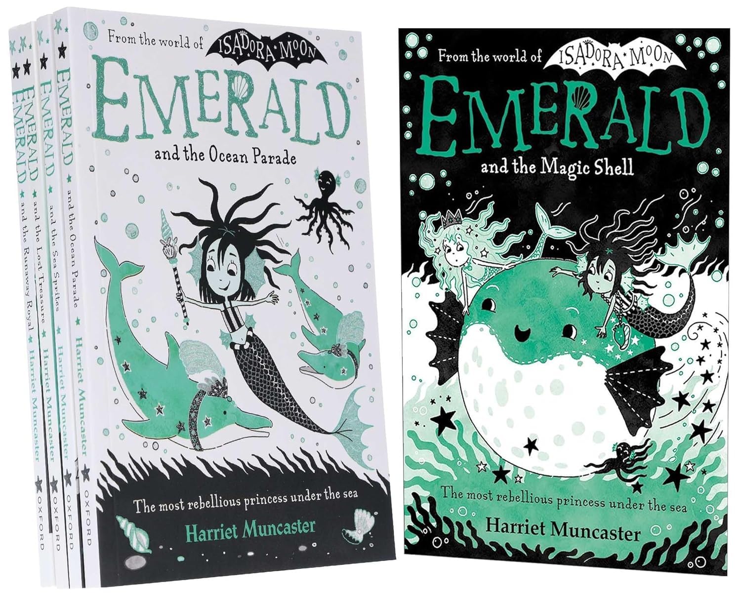 Emerald Series 5 Books Collection Set by Harriet Muncaster - front cover paperback set, World of Isadora Moon, ages 5-7