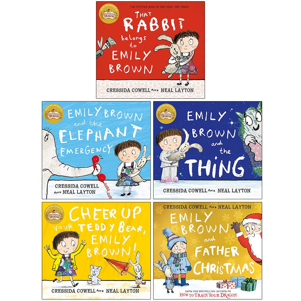 Front cover of the Emily Brown 5 Books Collection Set by Cressida Cowell, paperback picture books for ages 3-7