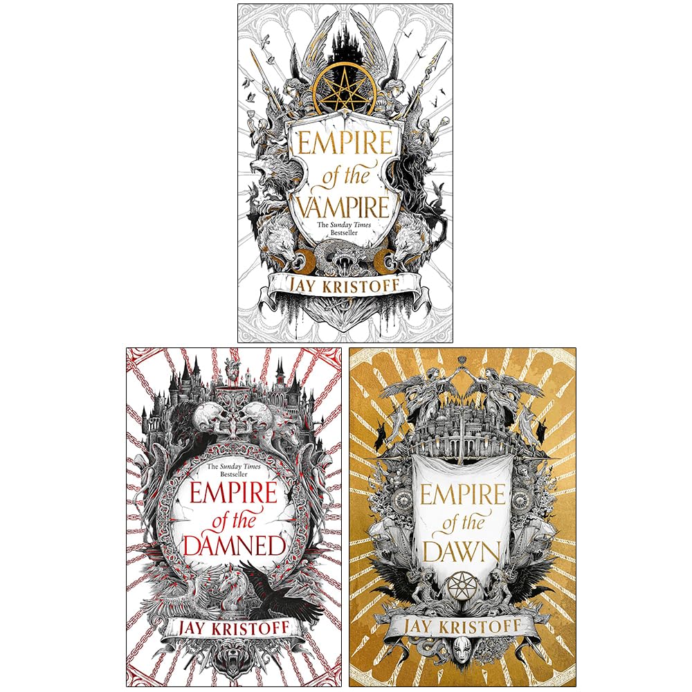 Empire of the Vampire 3 book paperback set by Jay Kristoff, front covers of all three titles