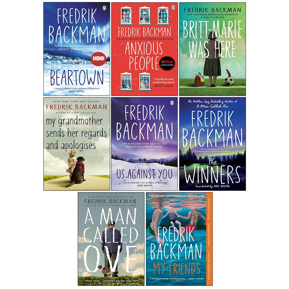 front cover of the full 8-book set, Beartown facing forward
