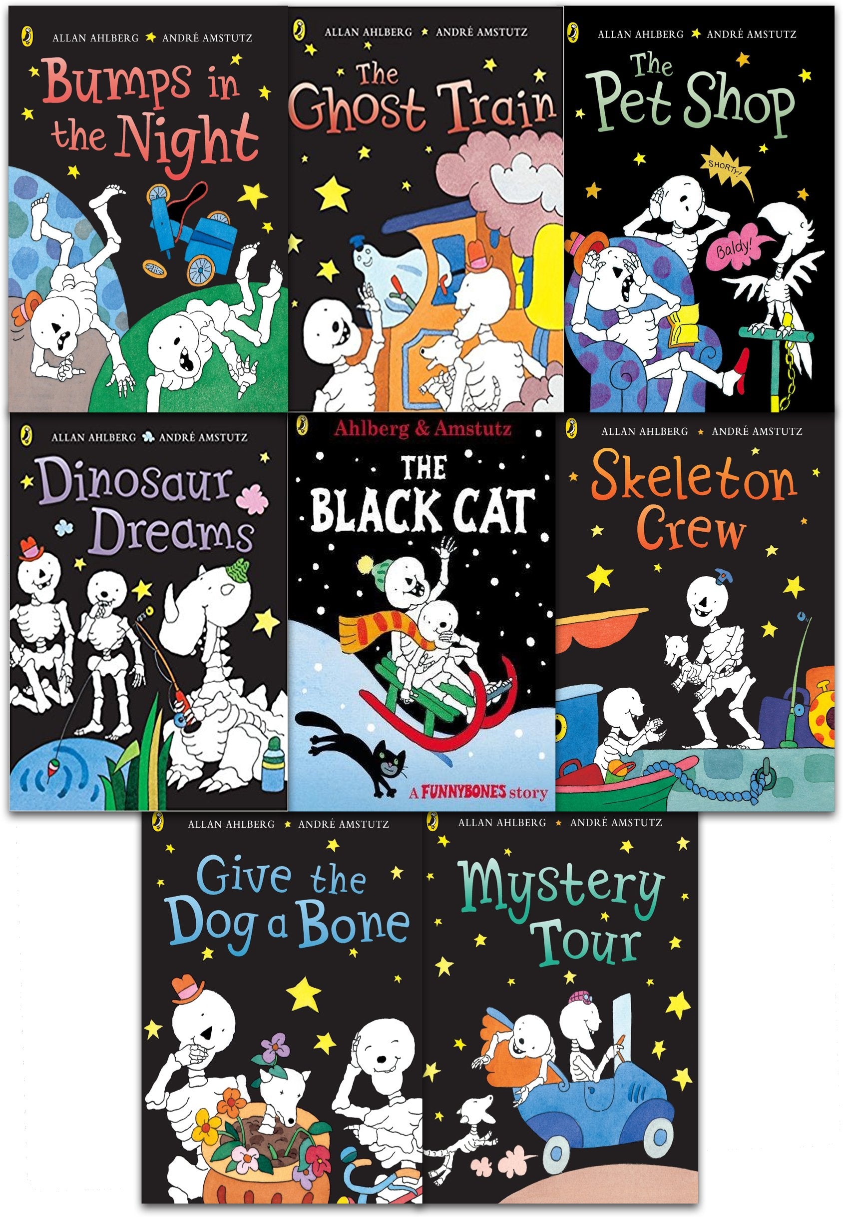 front cover of the full Funnybones 8 Books Collection Set showing all titles