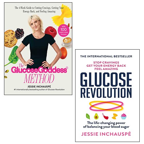 Jessie Inchauspé 2-book paperback set front covers of Glucose Revolution and The Glucose Goddess Method