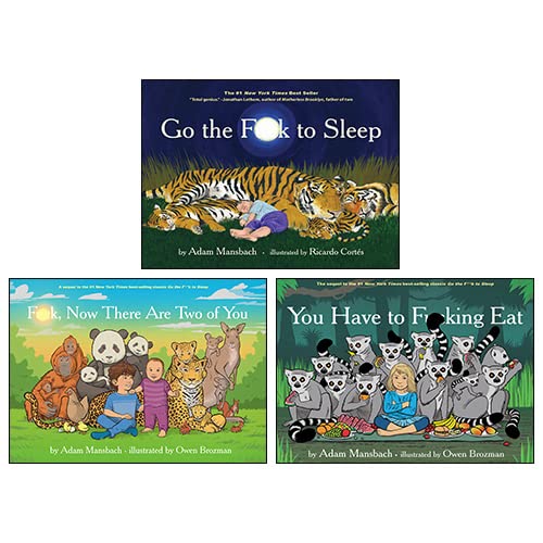 Front covers of the Go the Fuck to Sleep 3-book hardcover collection set by Adam Mansbach