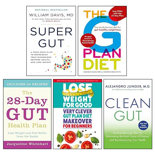 Gut Health & Microbiome Diet 5 Books Collection Set paperback front covers