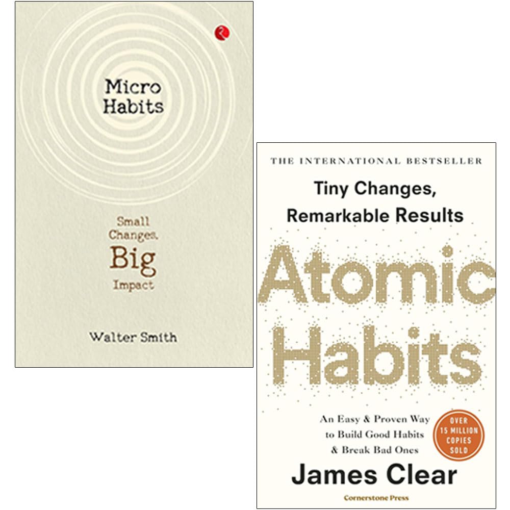 Habit Duo 2-book paperback set - Micro Habits by Walter Smith and Atomic Habits by James Clear, front covers on display