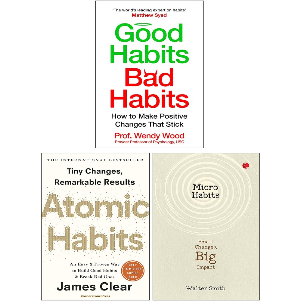 Habits Trio Collection 3 Books Set paperback - front cover showing Atomic Habits, Good Habits Bad Habits and Micro Habits