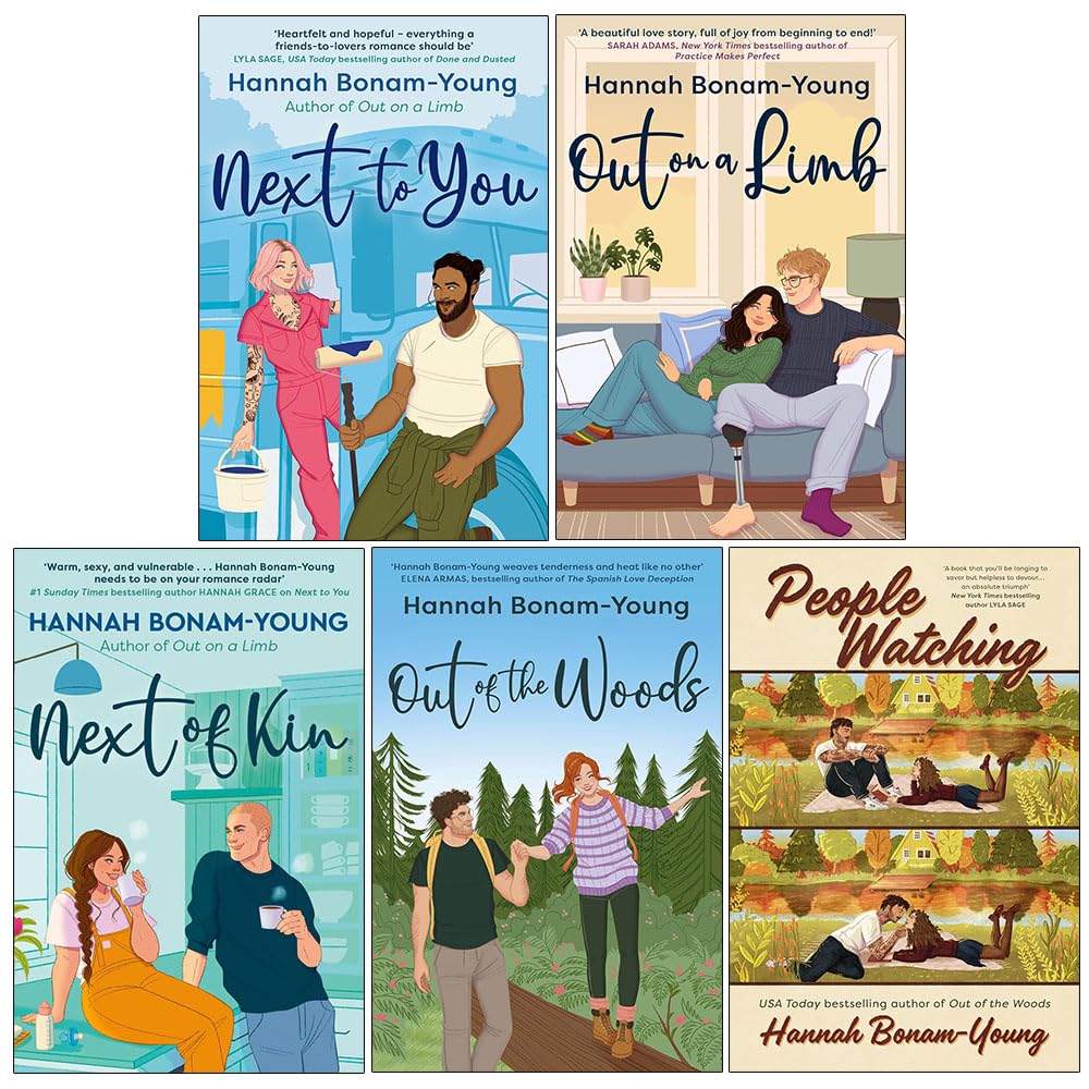 Hannah Bonam Young 5 Books Collection Set paperback front cover featuring Next to You, Next of Kin, Out on a Limb, Out of the Woods, and People Watching