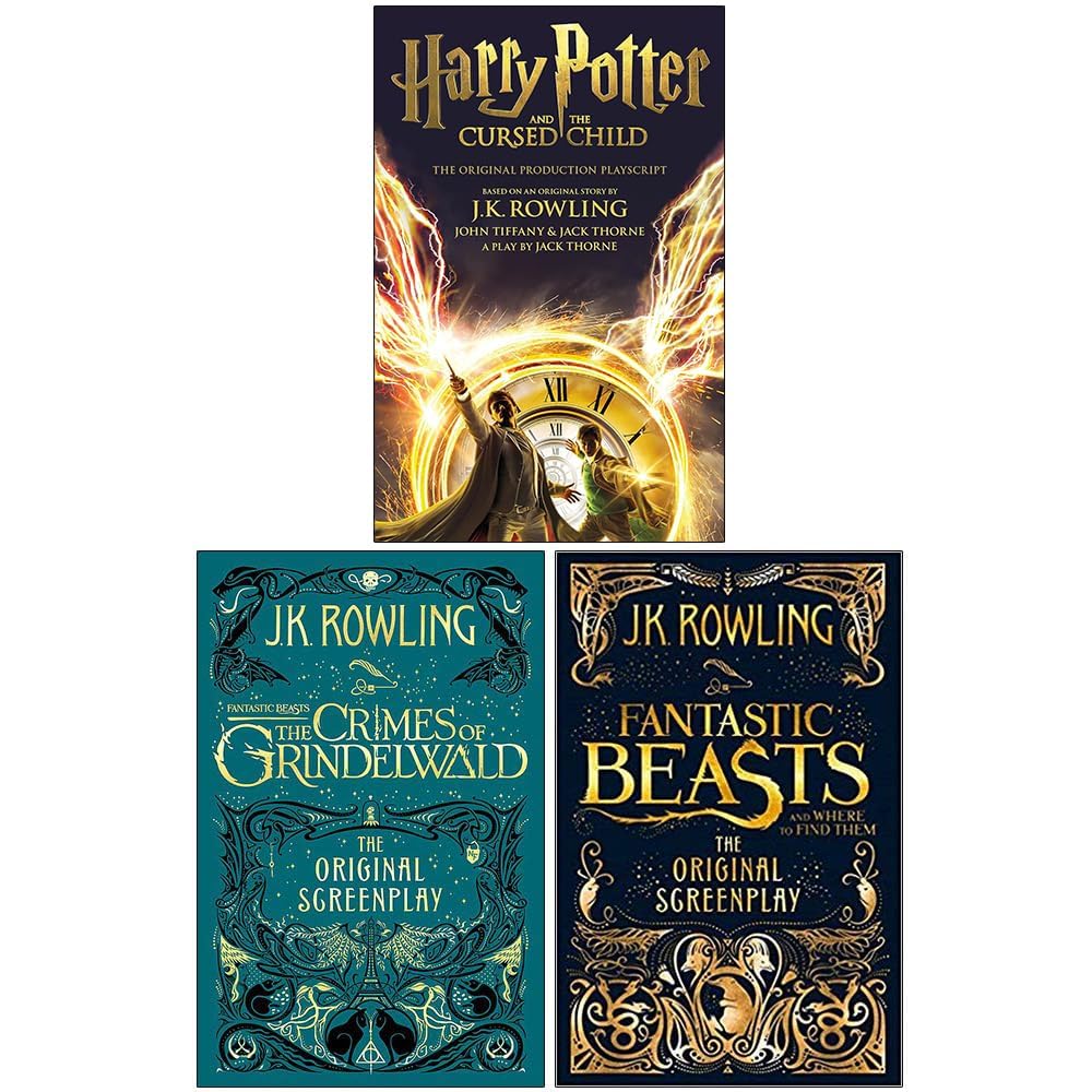 Harry Potter and Fantastic Beasts 3 Books Collection Set by J.K. Rowling, paperback, all three paperback books displayed together on a white background.