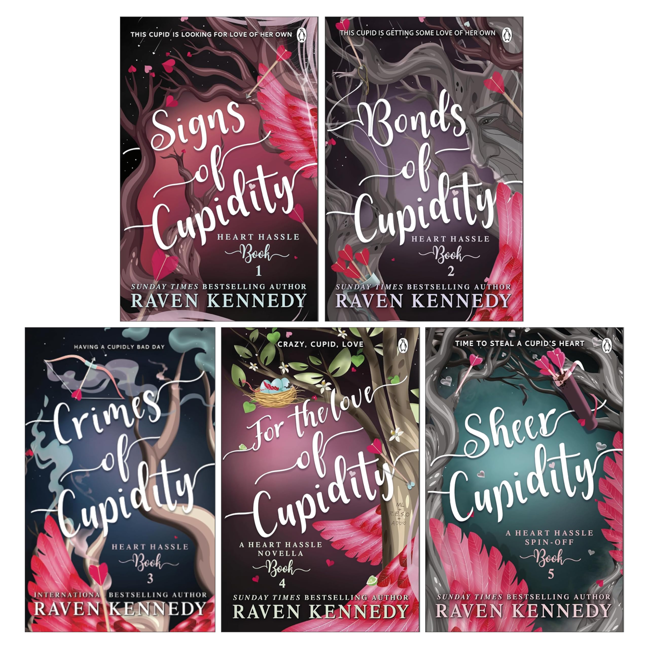 Heart Hassle Series by Raven Kennedy 5 books collection set paperback cover, Cupidity fantasy romance box set