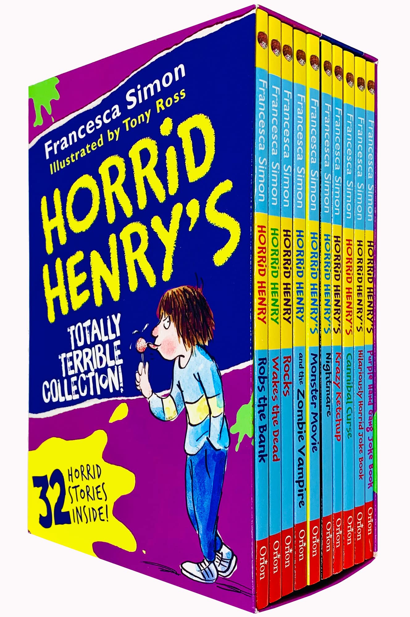 Horrid Henry's Totally Terrible Collection 10 Books Box Set by Francesca Simon - front cover, paperback, ages 6-11