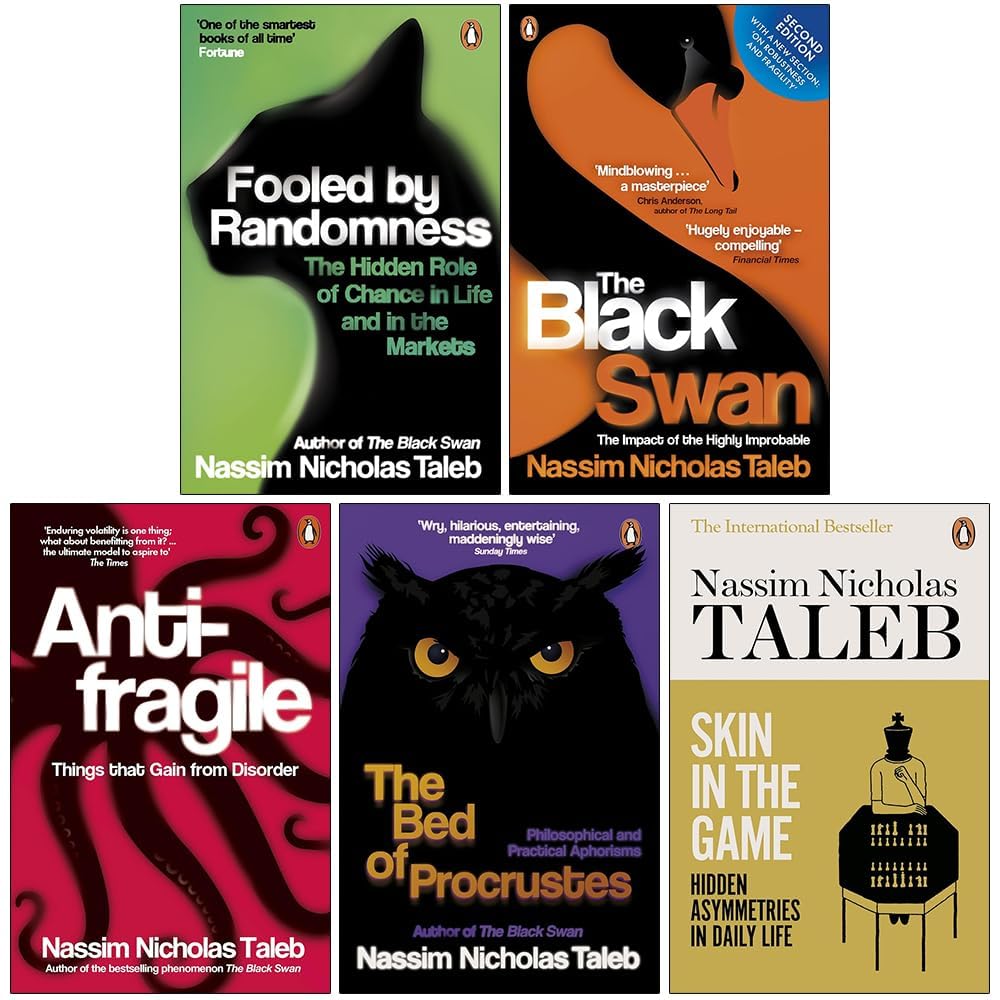 Incerto 5 book paperback collection set by Nassim Nicholas Taleb, front cover of Fooled by Randomness