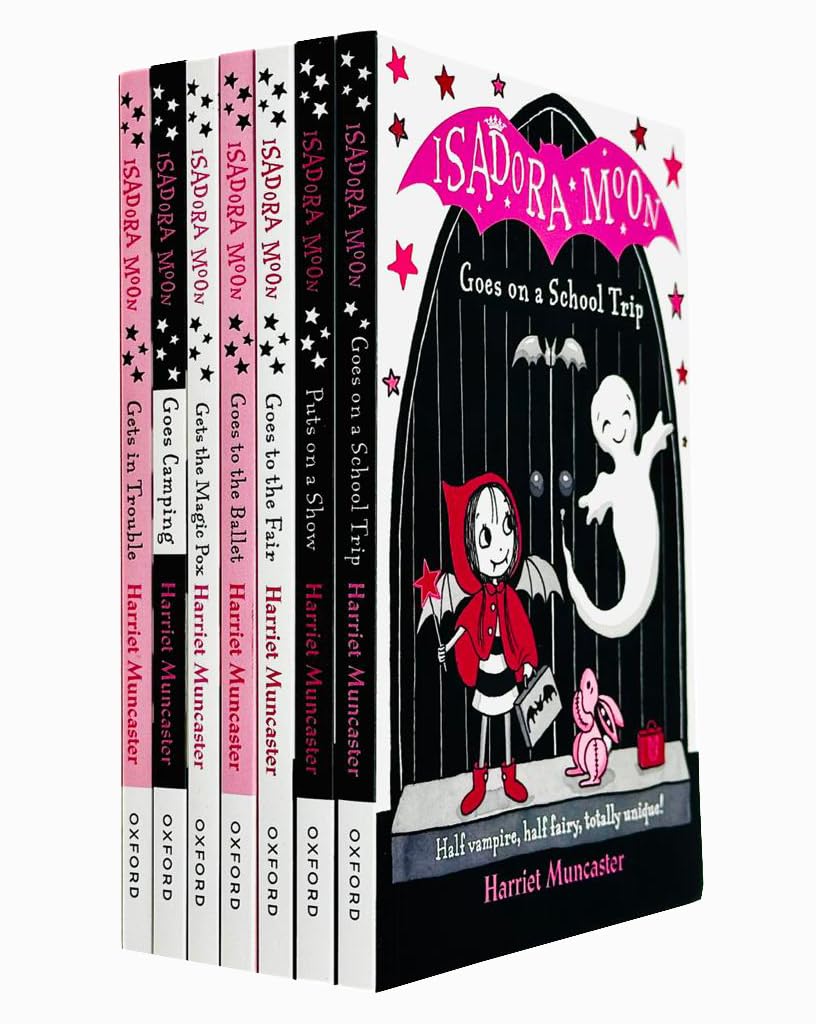 Front cover of the Isadora Moon 7 Books Collection Set paperback boxed set by Harriet Muncaster, ages 5-7