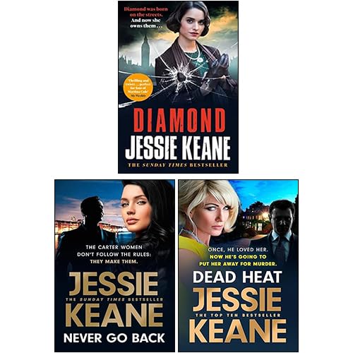 Front cover of Jessie Keane 3 Books Collection Set paperback featuring Diamond, Never Go Back, and Dead Heat