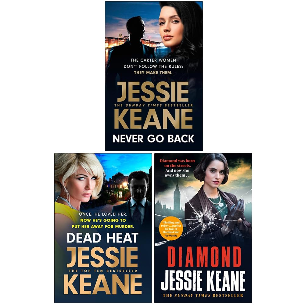 Jessie Keane 3 Books Collection Set paperback front cover featuring Diamond, Never Go Back and Dead Heat