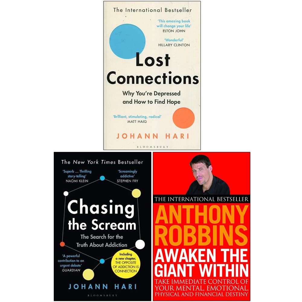 Johann Hari and Tony Robbins 3 Books Collection Set paperback front cover, Non Fiction